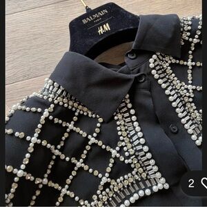 Balmain Black Embellished Blouse